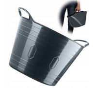 Kadax Flexible Plastic Basket With Handles, Laundry Basket, Multifunctional Toy Basket, Multi-Purpose Basket (Dark Grey, 15L)