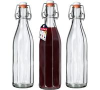 KADAX Flip Top Bottle, Glass Flask with Rubber Cork, Beer Container, Fermentation Bottle, Glass with Swing Top for Kombucha, Water, Carbonated Drinks (750ml, pack of 3)