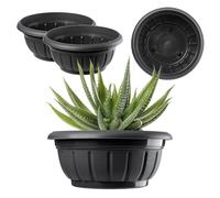 KADAX Flower Bowl, Outdoor Planter, Weatherproof Plastic Flowerpot in various sizes, Round Plant Pot for Garden, Balcony and Terrace (38 cm, Black)