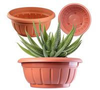 KADAX Flower Bowl, Outdoor Planter, Weatherproof Plastic Flowerpot in various sizes, Round Plant Pot for Garden, Balcony and Terrace, Durable Pot (⌀20 cm, Terracotta)