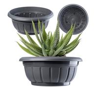 KADAX Flower Bowl, Outdoor Planter, Weatherproof Plastic Flowerpot in various sizes, Round Plant Pot for Garden, Balcony and Terrace, Durable Pot (⌀26 cm, Anthracite)