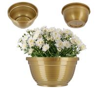 Kadax Flower Bowl, Plastic Plant Bowl In Several Colours, Wide Plant Pot With Glossy Surface (Diameter 22 Cm, Round, Gold)