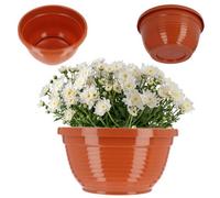 Kadax Flower Bowl, Plastic Plant Bowl In Several Colours, Wide Plant Pot With Glossy Surface (Diameter 26 Cm, Round, Terra)