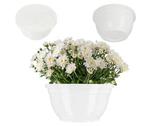 Kadax Flower Bowl, Plastic Plant Bowl In Several Colours, Wide Plant Pot With Glossy Surface (Diameter 26 Cm, Round, White)