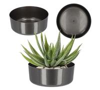 KADAX Flower Bowl, Plastic Plant Bowl in Several Colours, Wide Plant Pot with Glossy Surface, Round Pot for Office, Perfect for Flower Arrangements (⌀23cm, Graphite)