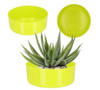 KADAX Flower Bowl, Plastic Plant Bowl in Several Colours, Wide Plant Pot with Glossy Surface, Round Pot for Office, Perfect for Flower Arrangements (⌀23cm, Lime)
