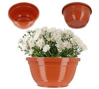 KADAX Flower Bowl, Weatherproof Plastic Plant Pot, Outdoor Planter in Several Colours, Round Plant Bowl for Cemetery, Wide Flower Pot in Various Sizes (⌀18cm, Terracotta)