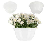 KADAX Flower Bowl, Weatherproof Plastic Plant Pot, Outdoor Planter in Several Colours, Round Plant Bowl for Cemetery, Wide Flower Pot in Various Sizes (⌀20cm, White)