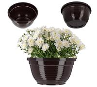 KADAX Flower Bowl, Weatherproof Plastic Plant Pot, Outdoor Planter in Several Colours, Round Plant Bowl for Cemetery, Wide Flower Pot in Various Sizes (⌀20cm, Brown)