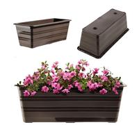 KADAX Flower Box, 40 cm, Brown, Plastic Balcony Pot, Weather-Resistant Plant Box, Flower Pot, Railing Box for Flowers, Herbs