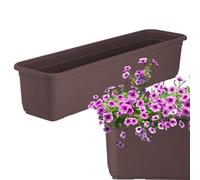 Kadax Flower Box, Balcony Box Made Of Plastic, Planter For Indoor And Outdoor Use, Flower Pot For Balcony (60 Cm, Brown)