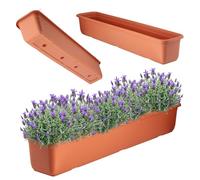 KADAX Flower Box, Balcony Box Made of Plastic, Planter for Indoor and Outdoor Use, Flower Pot for Balcony, Patio, Windowsill (80 cm, Terracotta)
