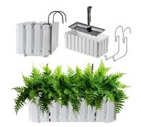 KADAX Flower Box, Balcony Pot in 2 Sizes and 4 Colour Variations, Slatted Look, Plant Pot in Country House Style, Planter with Rubber Corks (40 cm, White)