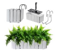 Kadax Flower Box, Balcony Pot In 2 Sizes And 4 Colour Variations, Slatted Look, Plant Pot In Country House Style (40 Cm, White)