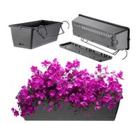 Kadax Flower Box, Planter In 2 Sizes And 4 Colour Variations, Plastic Balcony Box (60 Cm, Grey)