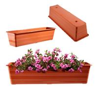 Kadax Flower Box, Plastic Balcony Pot, Weather-Resistant Plant Box, Flower Pot, Railing Box For Growing Flowers (60 Cm, Terra)