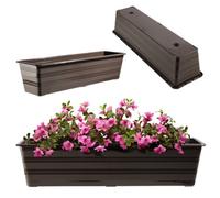 Kadax Flower Box, Plastic Balcony Pot, Weather-Resistant Plant Box, Flower Pot, Railing Box For Growing Flowers (60 Cm, Brown)