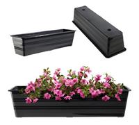 Kadax Flower Box, Plastic Balcony Pot, Weather-Resistant Plant Box, Flower Pot, Railing Box For Growing Flowers (60 Cm, Charcoal)