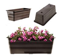 Kadax Flower Box, Plastic Balcony Pot, Weatherproof Plant Box, Flower Pot, Railing Box For Growing Flowers, Herbs (40 Cm, Brown)