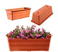 Kadax Flower Box, Plastic Balcony Pot, Weatherproof Plant Box, Flower Pot, Railing Box For Growing Flowers, Herbs (40 Cm, Terra)