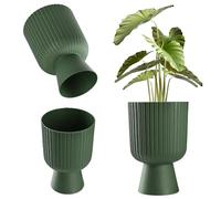 KADAX Flower Pot in Chalice Shape, Plastic Plant Pot in 2 Sizes, Planter in 5 Colours for Balcony, Patio, Windowsill, Trophy Plant Bowl, Planter (14 cm, Green)
