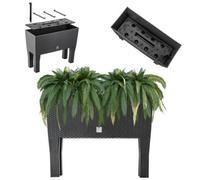 Kadax Flower Pot On Legs, Plastic Raised Bed In 2 Sizes, Planter In Rattan Motif, Flower Box For Garden, (80Cm, Anthracite)