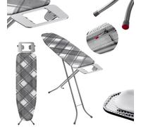 Kadax Folding Ironing Board, Steam Ironing Board With Metal Net, 5 mm Foam Underlay And Iron Rest (Chequered, 114 X 34 Cm)