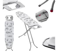Kadax Folding Ironing Board, Steam Ironing Board With Metal Net, 5 mm Foam Underlay And Iron Rest (Grey 114 X 34 Cm)