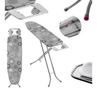 Kadax Folding Ironing Board, Steam Ironing Board With Metal Net, 5 mm Foam Underlay And Iron Rest (Triangles, 114 X 34 Cm)