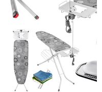 Kadax Folding Ironing Board, Steam Ironing Board With Socket, Ironing Board With Non-Slip Feet (Grey, 120 X 38 Cm)