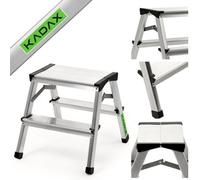 Kadax Folding Ladder, Aluminium Double-Sided Step Ladder Up To 125 Kg, Portable Ladder With Non-Slip Steps