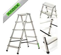 KADAX Folding Step Ladder, 5 Step Aluminium Ladder with Non-Slip Feet, Load Capacity up to 125 kg, Versatile Household Ladder for Indoor and Outdoor Use