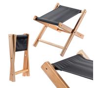 Kadax Folding Stool, 120 X 120 X 18 Cm Wooden Folding Chair Up To 100 Kg Load Capacity, Folding Chair For Garden, Balcony (Black)