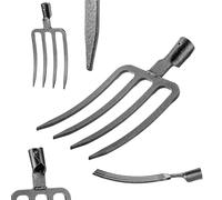 KADAX Garden Fork for Digging and Loosening, Digging Fork without Handle, Hardened Steel Digging Fork, Lightweight Pitchfork, Manure Fork, Fork, Spade Fork (Black 4 Prongs)