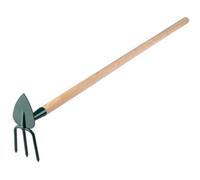 Kadax Garden Hoe, Double-Sided Hoe With Heart-Shaped Blade And Three Tines, For Weeding (Large, 3 Prongs - Heart, Wooden Handle)