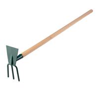 Kadax Garden Hoe, Double-Sided Hoe With Rectangular Blade, Hoe For Weeding (Large, 3 Prongs - Rectangle With Wooden Handle)