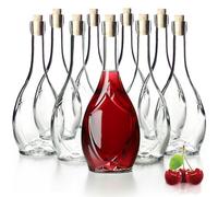 KADAX Glass Bottle with Tight Cork Stopper, Grape Pattern Oil Bottle, Vinegar Bottle, Glass Container for Fruit Liqueur, Empty Wine Bottle, Glass Container (500 ml - 9 Pieces)
