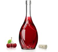 KADAX Glass Bottle with Tight Cork Stopper, Grape Pattern Oil Bottle, Vinegar Bottle, Glass Container for Fruit Liqueur, Empty Wine Bottle, Glass Container (500 ml - 1 Piece)