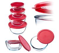 KADAX Glass Bowl with Lid, Set of 4, Mixing Bowl for Baking, Food, Cooking, Preparing, Round Food Storage Containers for Food, 0.5-2 L Glass Bowl, Dishwasher Safe