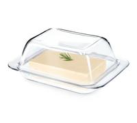 KADAX Glass Butter Dish, Clear Butter Dish with lid and Handle, Butter Container, Butter Treasure, Butter Glass, Dishwasher Safe (Transparent 18.5 cm)