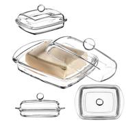 KADAX Glass Butter Dish, Clear Butter Dish with Lid and Handle, Rectangular Butter Container, Butter Treasure, Butter Glass, Dishwasher Safe (1 Piece - 16 cm, Rectangular 2)