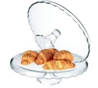 Kadax Glass Cake Stand With Base, Round Cake Plate For Muffin, Biscuits, Desserts, Birthday, Party, Flat Stand (Diameter 32.5 Cm)
