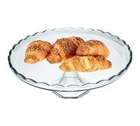KADAX Glass Cake Stand with Base, Round Cake Plate for Muffin, Biscuits, Desserts, Birthday, Party, Flat Stand for Wedding, Transparent Cake Plate (Round)