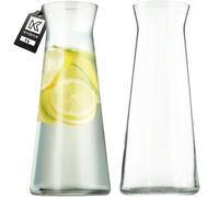 Kadax Glass Carafe, Carafe Made Of Durable Glass, Dishwasher Safe Drinks Carafe, Carafe For Water, Juice, Milk (1L - 2 Pieces)
