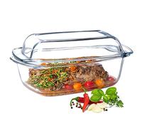 KADAX Glass Casserole Dish, 5.1 L, Rectangular Roasting Dish with Lid and Handles, Casserole Dish Made of Heat-Resistant Glass, Oven Dish for Meat, Lasagne