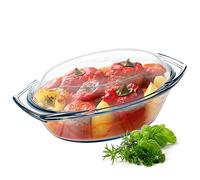 KADAX Glass Casserole Dish, Ovenproof Dish with Lid and Handles for Lasagne, Heat-Resistant Dish for Cooking, Baking, Roasting (Oval, 2.9L)