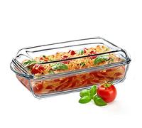 KADAX Glass Casserole Dish, Ovenproof Dish with Lid and Handles for Lasagne, Heat-Resistant Dish for Cooking, Baking, Roasting (Rectangular, 3.95L)