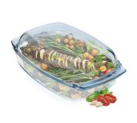 KADAX Glass Casserole Dish, Ovenproof Dish with Lid and Handles for Lasagne, Heat-Resistant Dish for Cooking, Baking, Roasting (Rectangular, 5L)