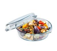 Kadax Glass Casserole Dish, Ovenproof Dish With Lid And Handles For Lasagne, Heat-Resistant Dish For Cooking, Baking(Round, 2.8L)