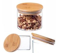 KADAX Glass Container with Bamboo Lid, Dishwasher Safe Storage Jars, Airtight Storage Jars, Storage Jar Storage Jar for Spaghetti, Flour, Cereal or Coffee (Round 550 ml)